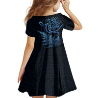 New Zealand Octopus Tattoo and Fern Family Matching Off The Shoulder Long Sleeve Dress and Hawaiian Shirt Maori Pattern Matariki Style LT03 - Polynesian Pride