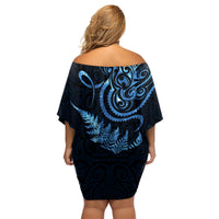 New Zealand Octopus Tattoo and Fern Family Matching Off Shoulder Short Dress and Hawaiian Shirt Maori Pattern Matariki Style LT03 - Polynesian Pride