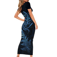 New Zealand Octopus Tattoo and Fern Family Matching Short Sleeve Bodycon Dress and Hawaiian Shirt Maori Pattern Matariki Style LT03 - Polynesian Pride
