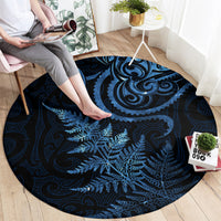 New Zealand Octopus Tattoo and Fern Round Carpet Maori Pattern Matariki Style LT03 - Polynesian Pride