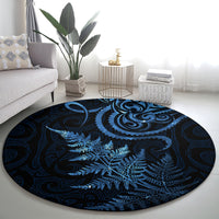 New Zealand Octopus Tattoo and Fern Round Carpet Maori Pattern Matariki Style LT03 - Polynesian Pride