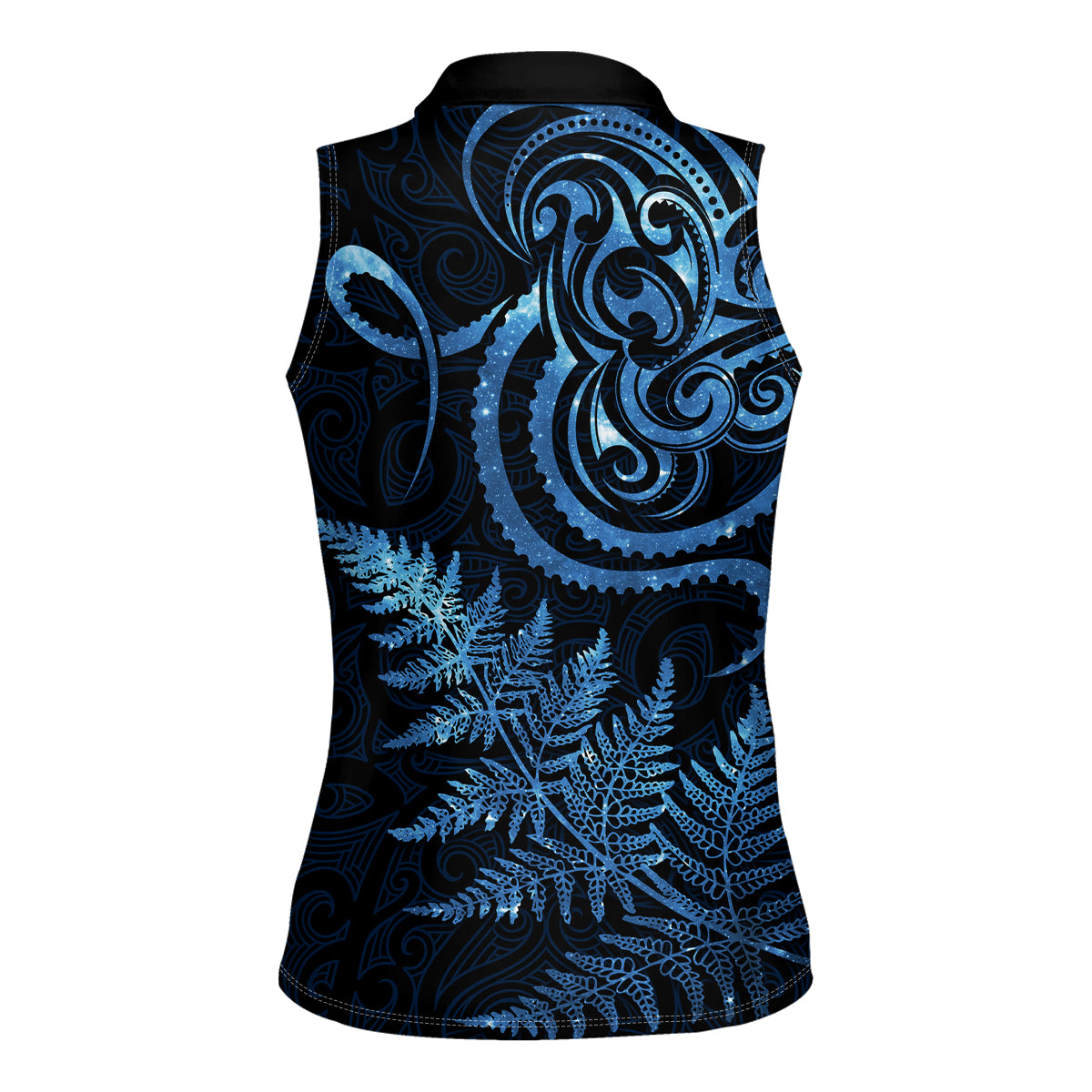 New Zealand Octopus Tattoo and Fern Women Sleeveless Polo Shirt Maori Pattern Matariki Style LT03 - Polynesian Pride