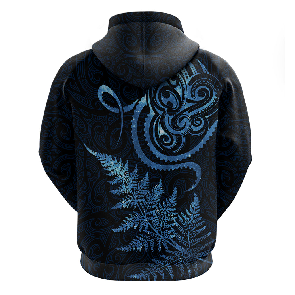 New Zealand Octopus Tattoo and Fern Zip Hoodie Maori Pattern Matariki Style