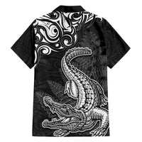 New Zealand Crocodile Tattoo and Fern Family Matching Off The Shoulder Long Sleeve Dress and Hawaiian Shirt Maori Pattern LT03 - Polynesian Pride