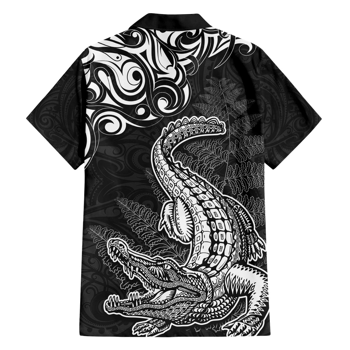 New Zealand Crocodile Tattoo and Fern Family Matching Summer Maxi Dress and Hawaiian Shirt Maori Pattern LT03 - Polynesian Pride