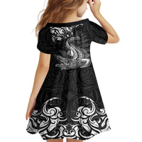 New Zealand Crocodile Tattoo and Fern Kid Short Sleeve Dress Maori Pattern LT03 - Polynesian Pride