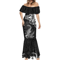New Zealand Crocodile Tattoo and Fern Mermaid Dress Maori Pattern LT03 - Polynesian Pride