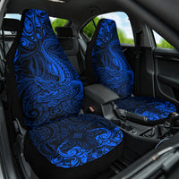 New Zealand Crocodile Tattoo and Fern Car Seat Cover Maori Pattern Blue Color LT03 One Size Blue - Polynesian Pride