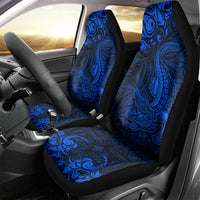 New Zealand Crocodile Tattoo and Fern Car Seat Cover Maori Pattern Blue Color LT03 - Polynesian Pride