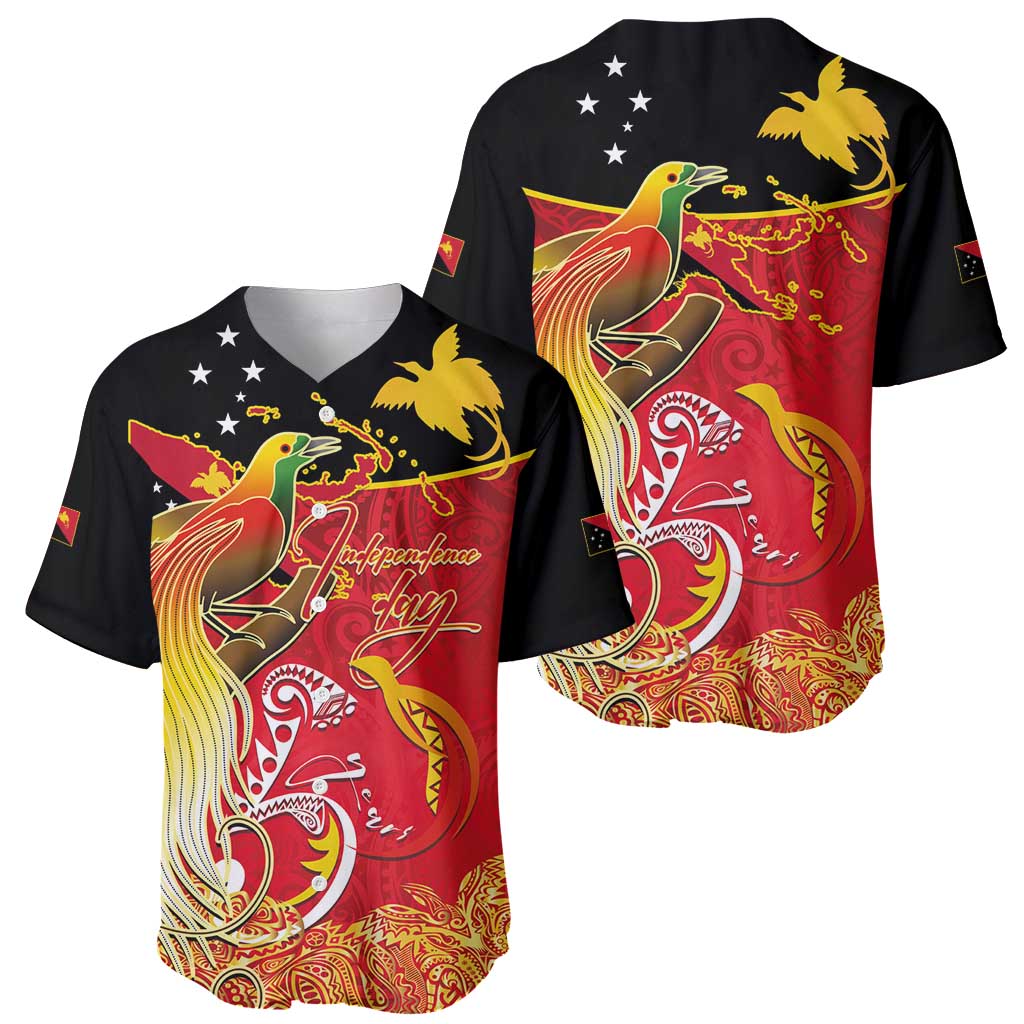 Papua New Guinea Independence Day Baseball Jersey Happy Anniversary 50th Bird-of-paradise Melanesian Tattoos LT03 - Polynesian Pride