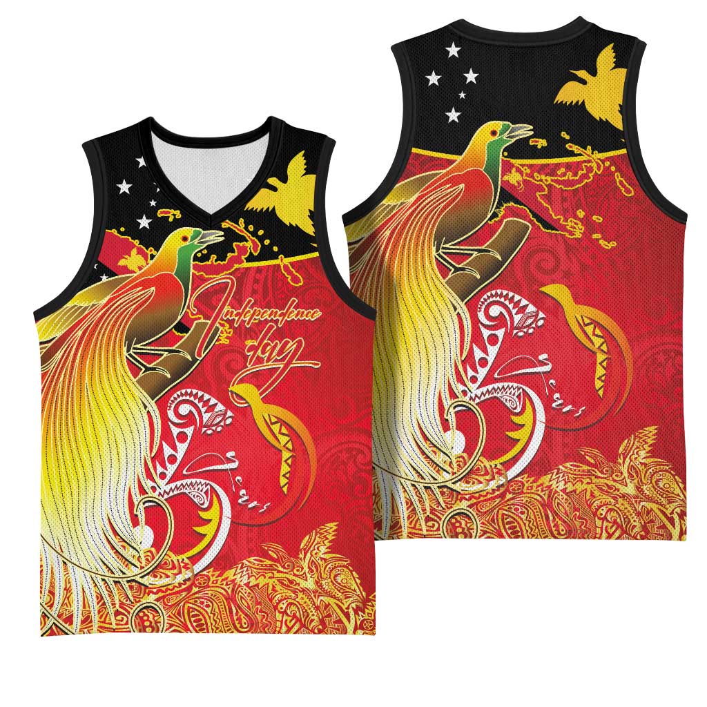 Papua New Guinea Independence Day Basketball Jersey Happy Anniversary 50th Bird-of-paradise Melanesian Tattoos LT03 - Polynesian Pride