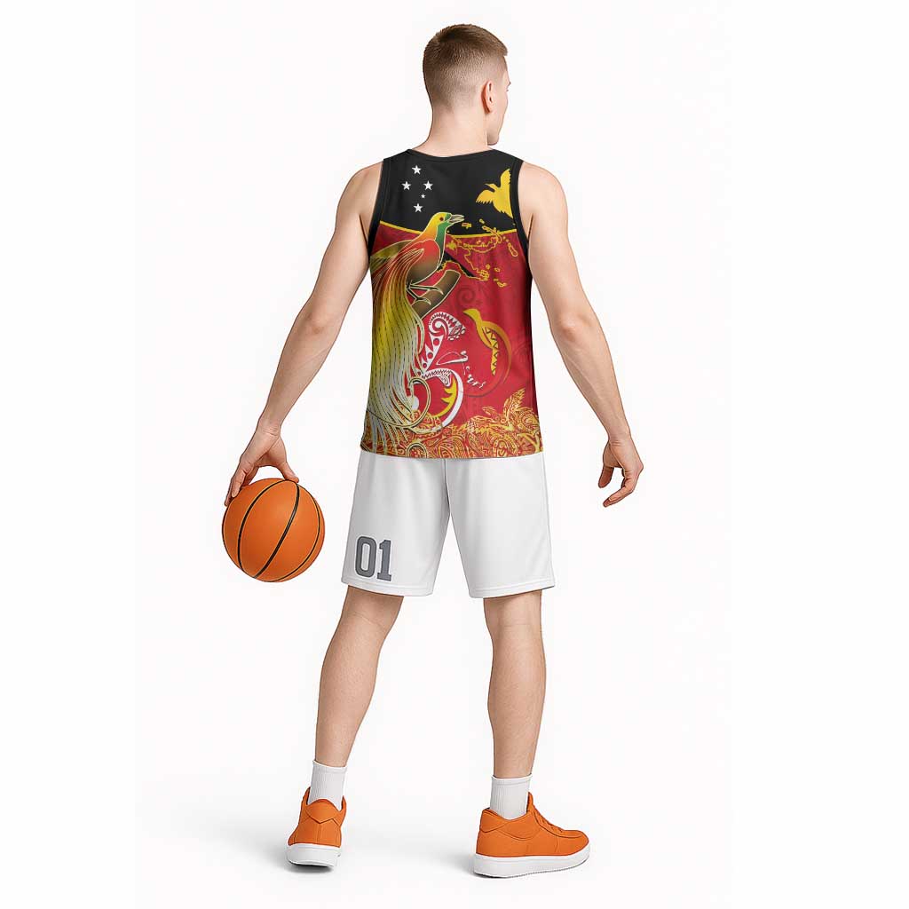 Papua New Guinea Independence Day Basketball Jersey Happy Anniversary 50th Bird-of-paradise Melanesian Tattoos LT03 - Polynesian Pride
