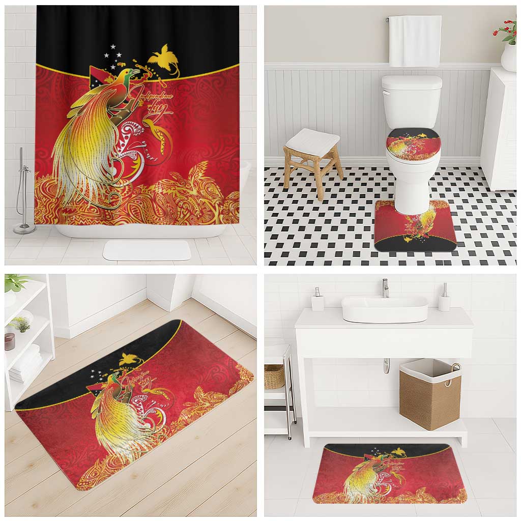 Papua New Guinea Independence Day Bathroom Set Happy Anniversary 50th Bird-of-paradise Melanesian Tattoos LT03 - Polynesian Pride
