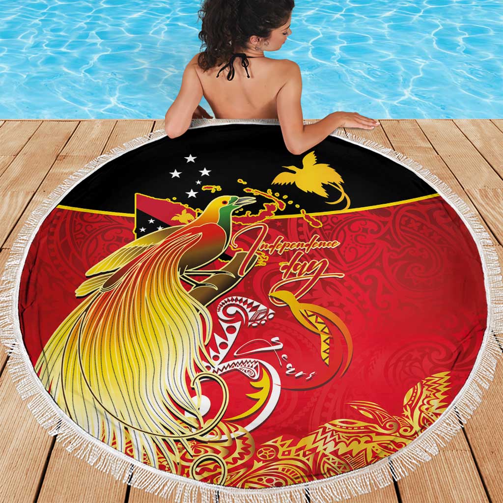 Papua New Guinea Independence Day Beach Blanket Happy Anniversary 50th Bird-of-paradise Melanesian Tattoos LT03 - Polynesian Pride
