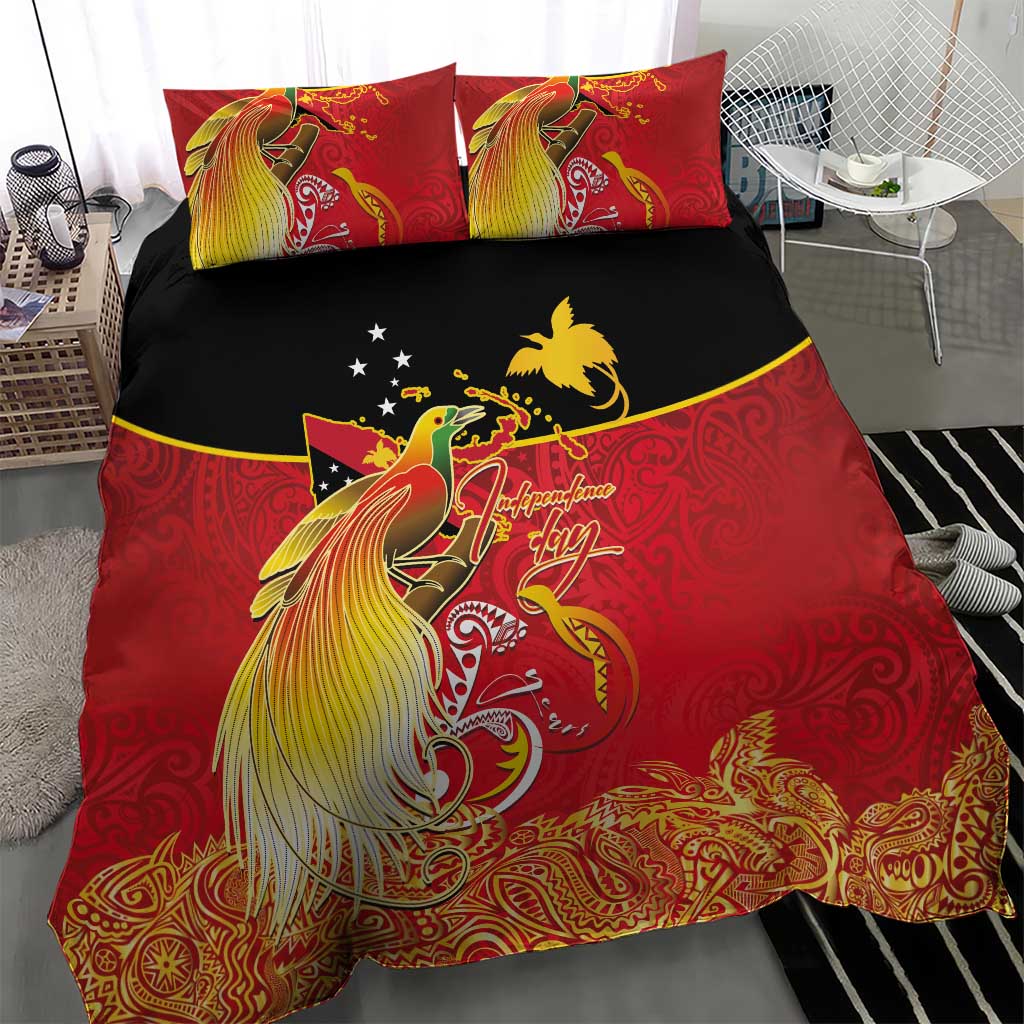 Papua New Guinea Independence Day Bedding Set Happy Anniversary 50th Bird-of-paradise Melanesian Tattoos LT03 - Polynesian Pride