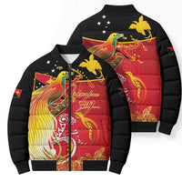 Papua New Guinea Independence Day Bomber Puffer Jacket Happy Anniversary 50th Bird-of-paradise Melanesian Tattoos LT03 - Polynesian Pride
