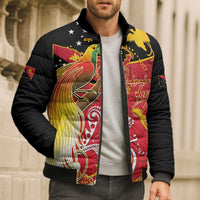 Papua New Guinea Independence Day Bomber Puffer Jacket Happy Anniversary 50th Bird-of-paradise Melanesian Tattoos LT03 - Polynesian Pride