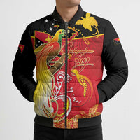 Papua New Guinea Independence Day Bomber Puffer Jacket Happy Anniversary 50th Bird-of-paradise Melanesian Tattoos LT03 - Polynesian Pride