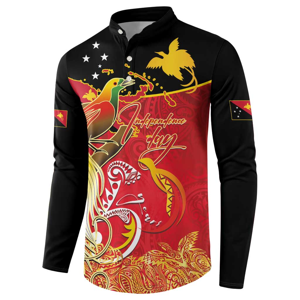 Papua New Guinea Independence Day Button Sweatshirt Happy Anniversary 50th Bird-of-paradise Melanesian Tattoos LT03 - Polynesian Pride
