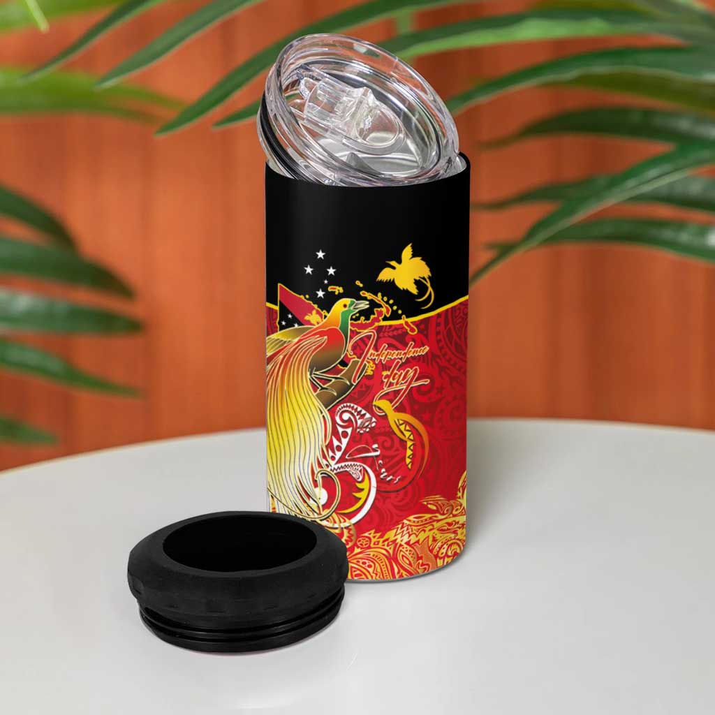 Papua New Guinea Independence Day 4 in 1 Can Cooler Tumbler Happy Anniversary 50th Bird-of-paradise Melanesian Tattoos LT03 - Polynesian Pride