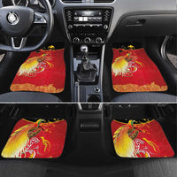 Papua New Guinea Independence Day Car Mats Happy Anniversary 50th Bird-of-paradise Melanesian Tattoos LT03 Set 4pcs Black - Polynesian Pride