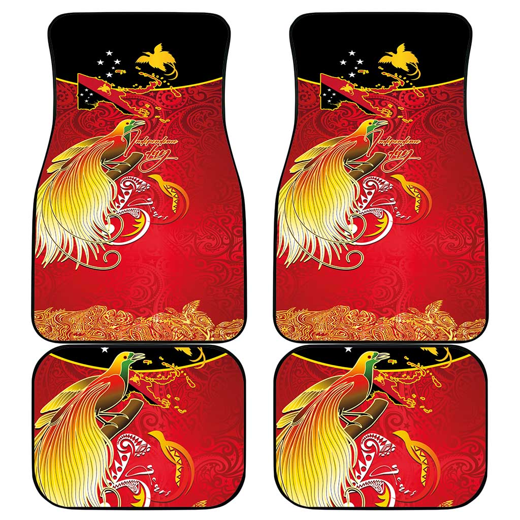 Papua New Guinea Independence Day Car Mats Happy Anniversary 50th Bird-of-paradise Melanesian Tattoos LT03 - Polynesian Pride
