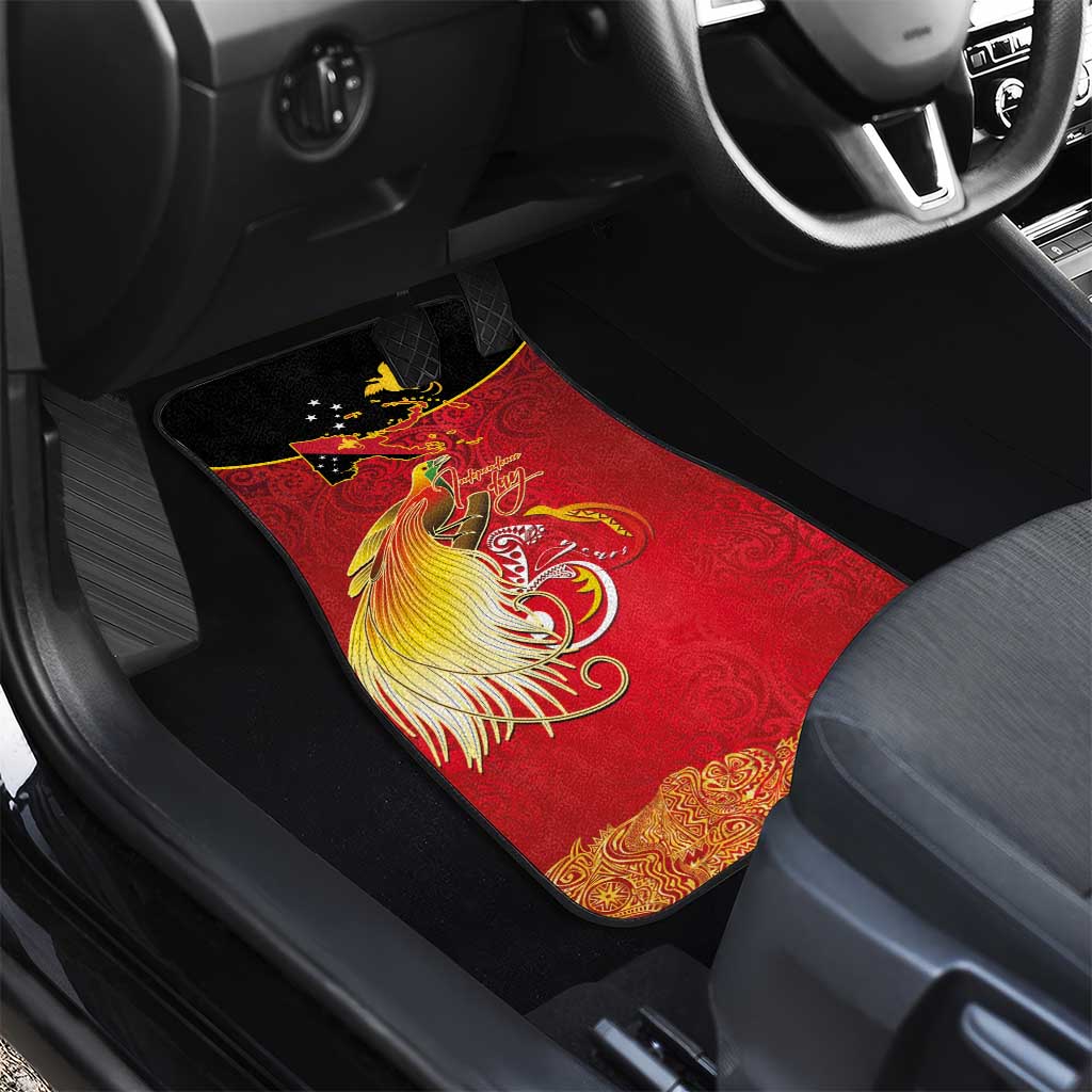 Papua New Guinea Independence Day Car Mats Happy Anniversary 50th Bird-of-paradise Melanesian Tattoos LT03 - Polynesian Pride