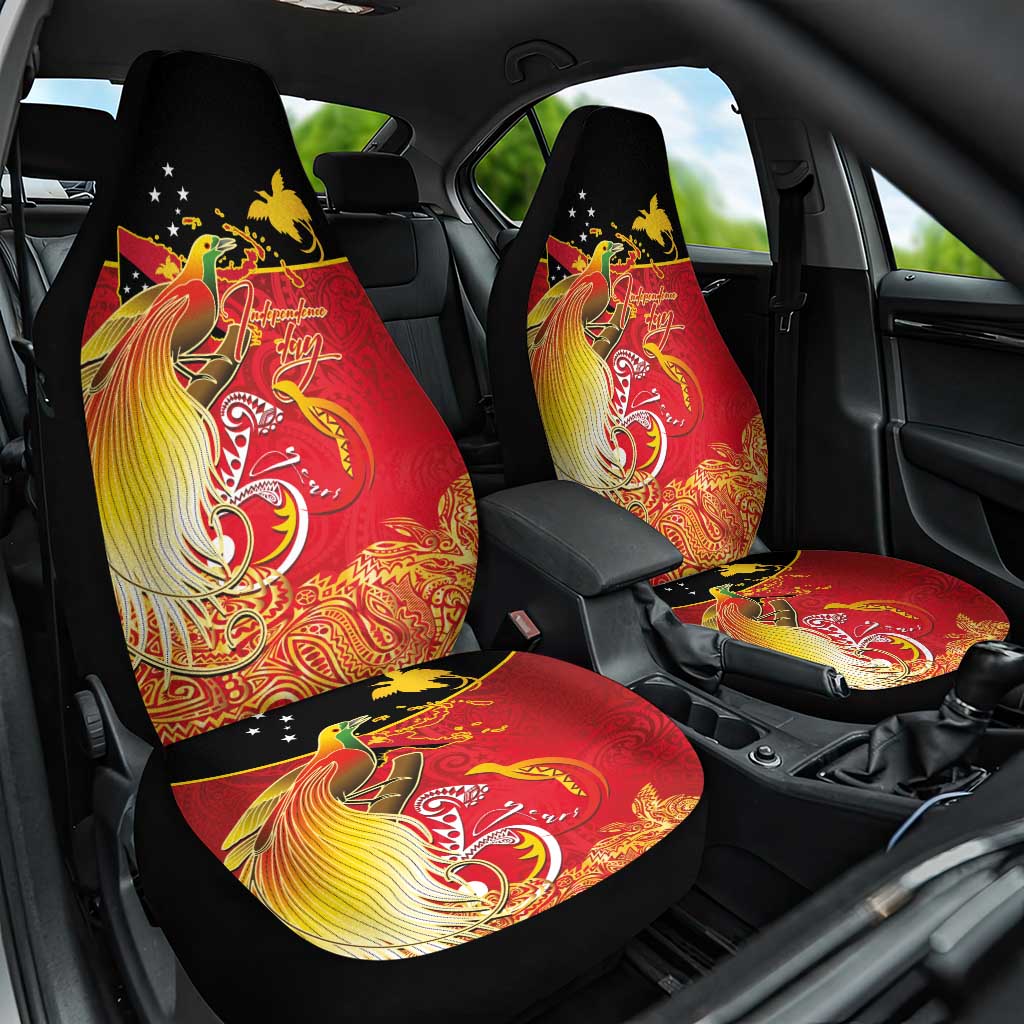 Papua New Guinea Independence Day Car Seat Cover Happy Anniversary 50th Bird-of-paradise Melanesian Tattoos LT03 One Size Black - Polynesian Pride