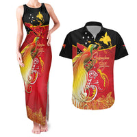 Papua New Guinea Independence Day Couples Matching Tank Maxi Dress and Hawaiian Shirt Happy Anniversary 50th Bird-of-paradise Melanesian Tattoos LT03 Black - Polynesian Pride