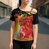 Papua New Guinea Independence Day Cross Shoulder Shirt Happy Anniversary 50th Bird-of-paradise Melanesian Tattoos LT03 - Polynesian Pride