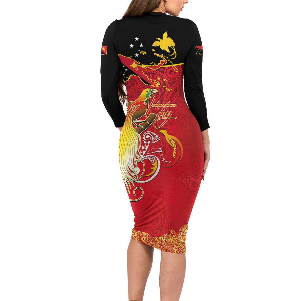 Papua New Guinea Independence Day Family Matching Long Sleeve Bodycon Dress and Hawaiian Shirt Happy Anniversary 50th Bird-of-paradise Melanesian Tattoos LT03 - Polynesian Pride