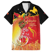 Papua New Guinea Independence Day Family Matching Off Shoulder Maxi Dress and Hawaiian Shirt Happy Anniversary 50th Bird-of-paradise Melanesian Tattoos LT03 Dad's Shirt - Short Sleeve Black - Polynesian Pride