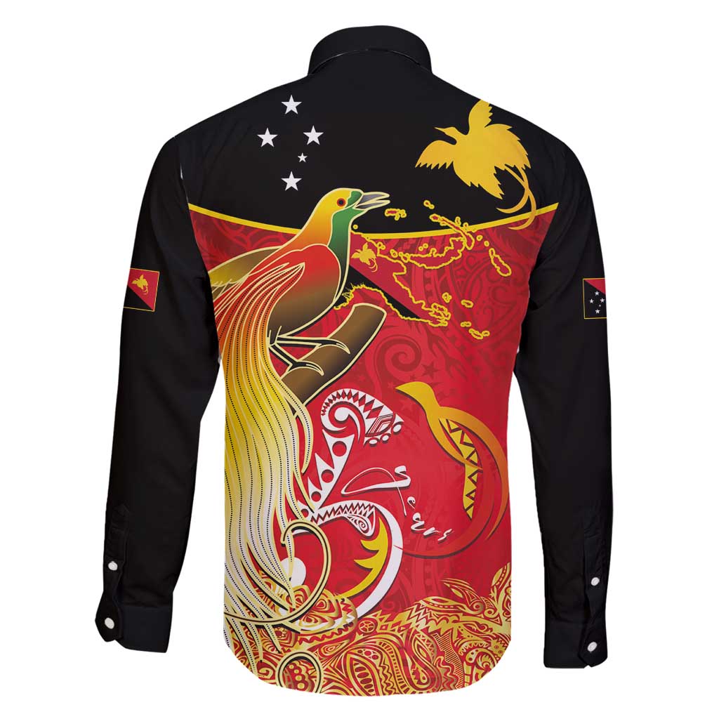 Papua New Guinea Independence Day Family Matching Off Shoulder Maxi Dress and Hawaiian Shirt Happy Anniversary 50th Bird-of-paradise Melanesian Tattoos LT03 - Polynesian Pride