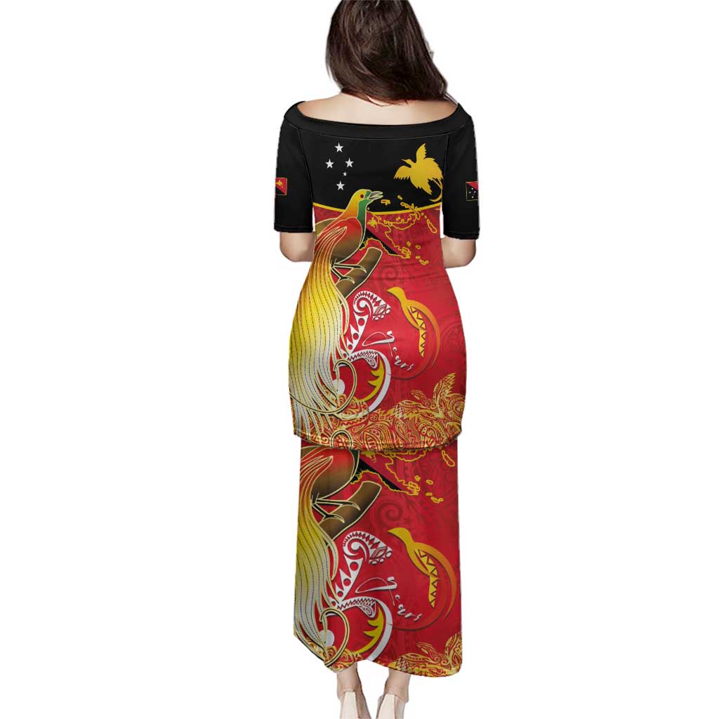 Papua New Guinea Independence Day Family Matching Puletasi and Hawaiian Shirt Happy Anniversary 50th Bird-of-paradise Melanesian Tattoos LT03 - Polynesian Pride