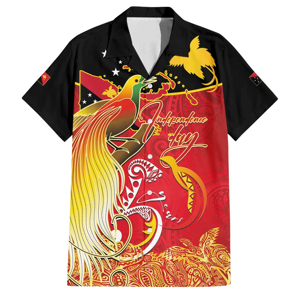 Papua New Guinea Independence Day Family Matching Short Sleeve Bodycon Dress and Hawaiian Shirt Happy Anniversary 50th Bird-of-paradise Melanesian Tattoos LT03 Dad's Shirt - Short Sleeve Black - Polynesian Pride