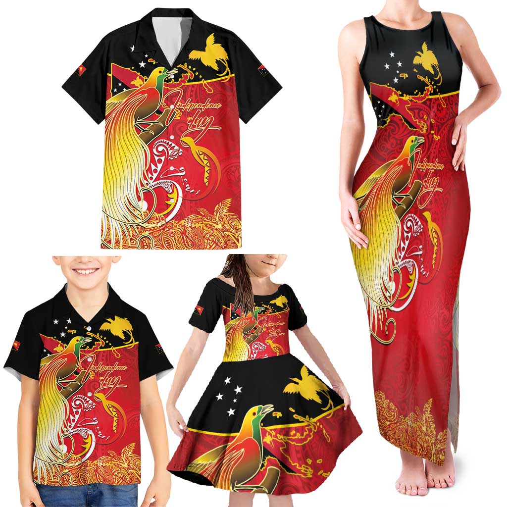 Papua New Guinea Independence Day Family Matching Tank Maxi Dress and Hawaiian Shirt Happy Anniversary 50th Bird-of-paradise Melanesian Tattoos LT03 - Polynesian Pride