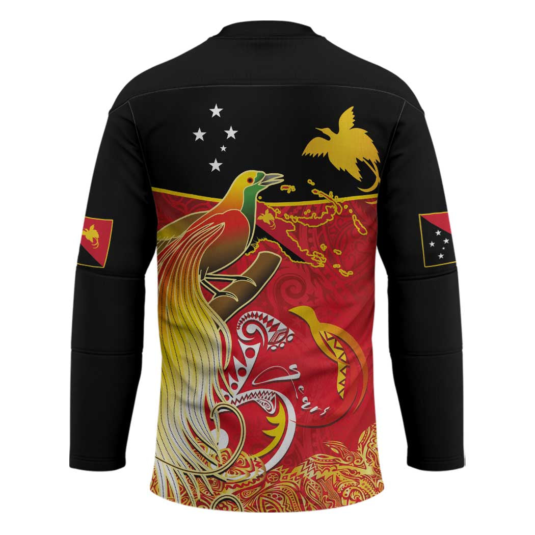 Papua New Guinea Independence Day Hockey Jersey Happy Anniversary 50th Bird-of-paradise Melanesian Tattoos LT03 - Polynesian Pride