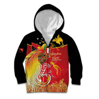 Papua New Guinea Independence Day Kid Hoodie Happy Anniversary 50th Bird-of-paradise Melanesian Tattoos LT03 Zip Hoodie Black - Polynesian Pride