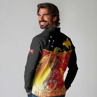 Papua New Guinea Independence Day Long Sleeve Polo Shirt Happy Anniversary 50th Bird-of-paradise Melanesian Tattoos LT03 - Polynesian Pride