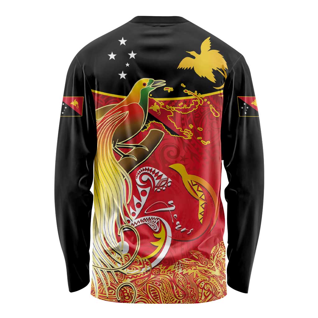 Papua New Guinea Independence Day Long Sleeve Shirt Happy Anniversary 50th Bird-of-paradise Melanesian Tattoos LT03 - Polynesian Pride