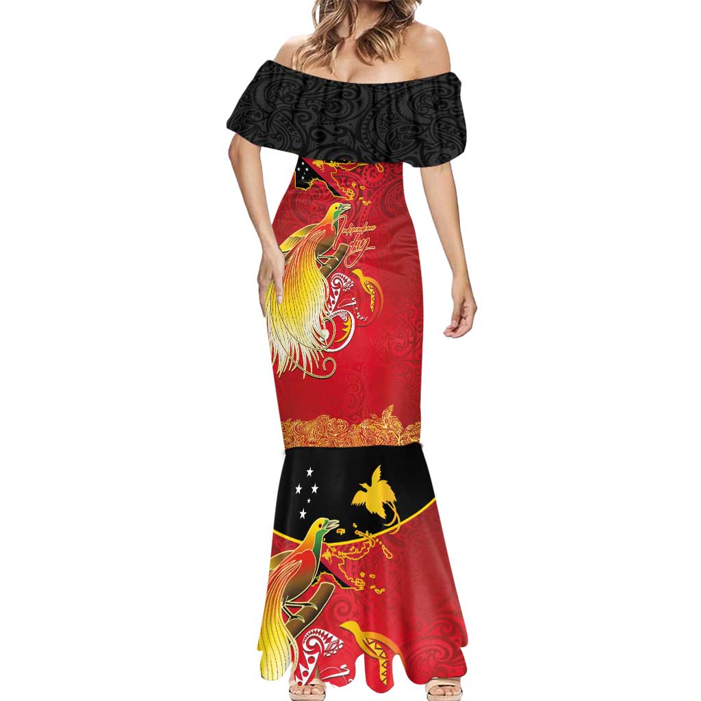 Papua New Guinea Independence Day Mermaid Dress Happy Anniversary 50th Bird-of-paradise Melanesian Tattoos LT03 - Polynesian Pride