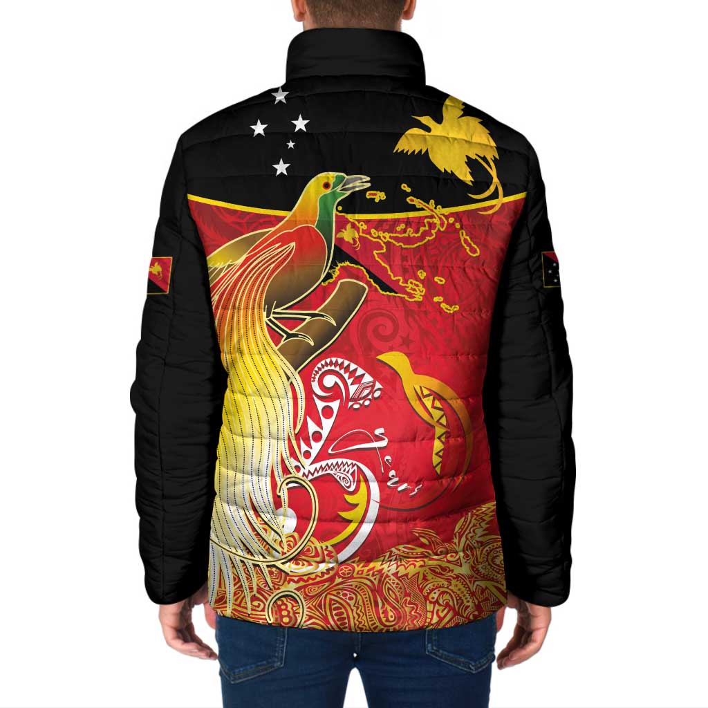 Papua New Guinea Independence Day Padded Jacket Happy Anniversary 50th Bird-of-paradise Melanesian Tattoos LT03 - Polynesian Pride