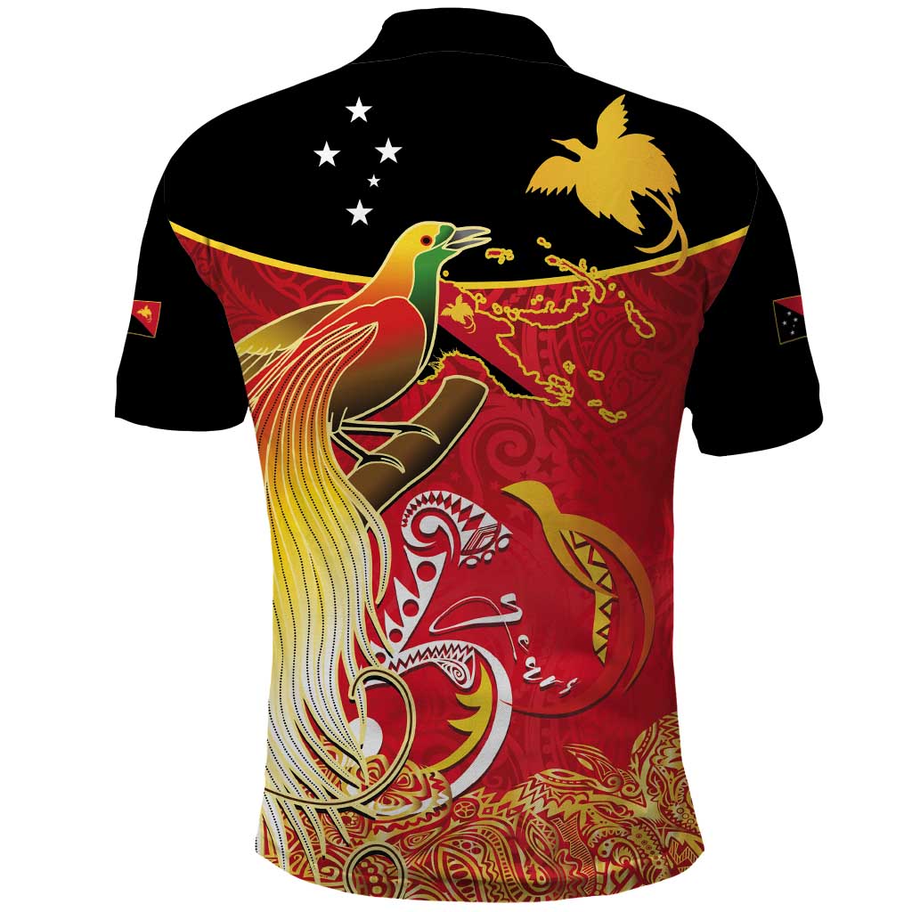 Papua New Guinea Independence Day Polo Shirt Happy Anniversary 50th Bird-of-paradise Melanesian Tattoos - Polynesian Pride