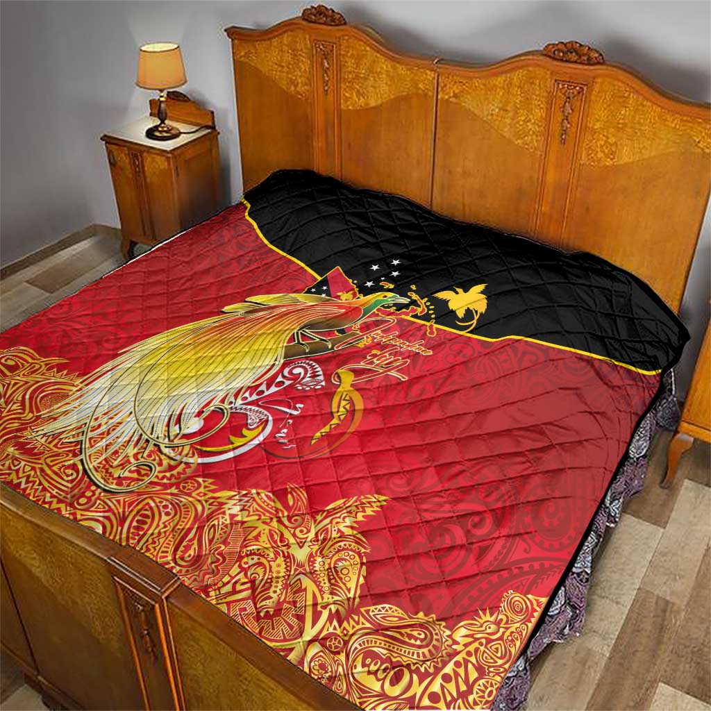 Papua New Guinea Independence Day Quilt Happy Anniversary 50th Bird-of-paradise Melanesian Tattoos LT03 - Polynesian Pride