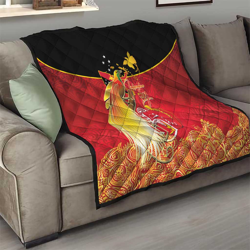 Papua New Guinea Independence Day Quilt Happy Anniversary 50th Bird-of-paradise Melanesian Tattoos LT03 - Polynesian Pride
