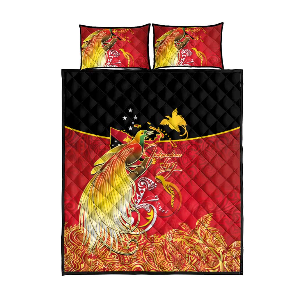Papua New Guinea Independence Day Quilt Bed Set Happy Anniversary 50th Bird-of-paradise Melanesian Tattoos LT03 - Polynesian Pride