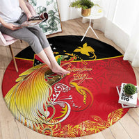 Papua New Guinea Independence Day Round Carpet Happy Anniversary 50th Bird-of-paradise Melanesian Tattoos LT03 - Polynesian Pride