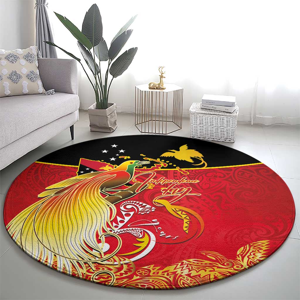 Papua New Guinea Independence Day Round Carpet Happy Anniversary 50th Bird-of-paradise Melanesian Tattoos LT03 - Polynesian Pride