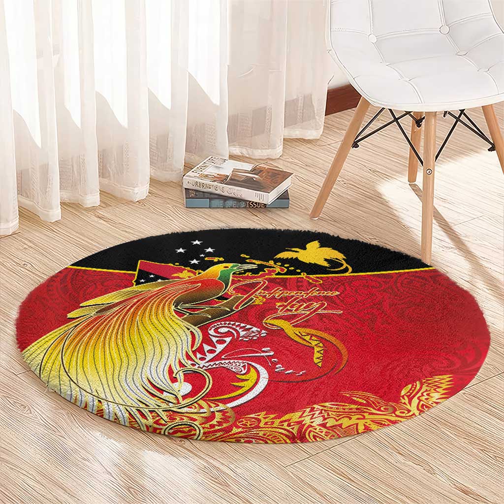 Papua New Guinea Independence Day Round Carpet Happy Anniversary 50th Bird-of-paradise Melanesian Tattoos LT03 - Polynesian Pride