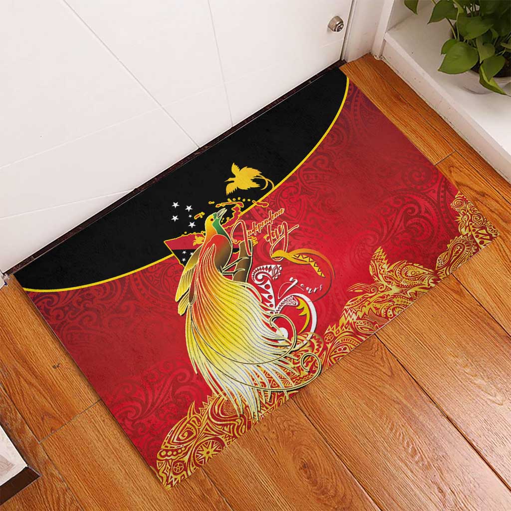 Papua New Guinea Independence Day Rubber Doormat Happy Anniversary 50th Bird-of-paradise Melanesian Tattoos LT03 - Polynesian Pride